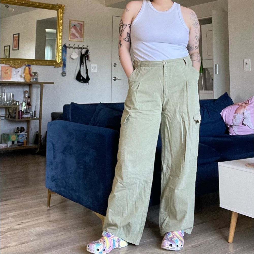 Asos Curve Wide Leg Pleated Cargo Pants